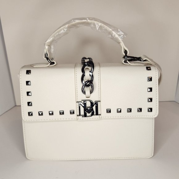 Badgley Mischka Flap Bag Crossbody with Studs/Chain - Off White - NWT - Picture 1 of 11